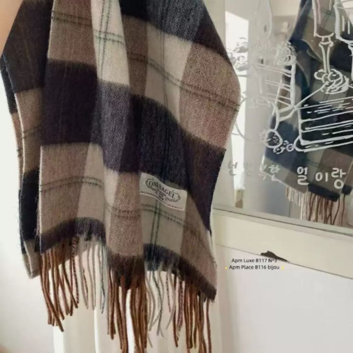 N3韓國直郵㊣女士新品真品25秋冬推薦休閑圍巾披肩羊毛格紋N3圍巾/披肩圖色3