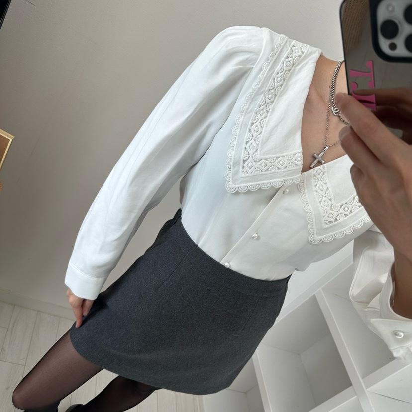 SOUIT東大門㊣實拍女士新款25秋冬人氣時尚熱賣職業襯衫蕾絲衫SOUIT襯衫/蕾絲衫