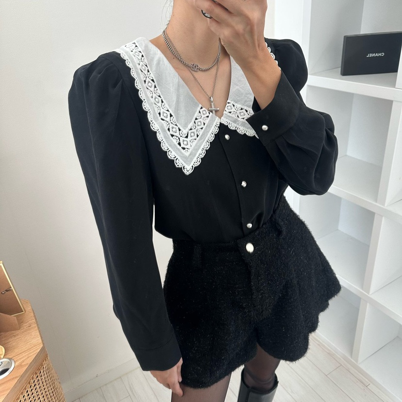 SOUIT東大門㊣實拍女士新款25秋冬人氣時尚熱賣職業襯衫蕾絲衫SOUIT襯衫/蕾絲衫