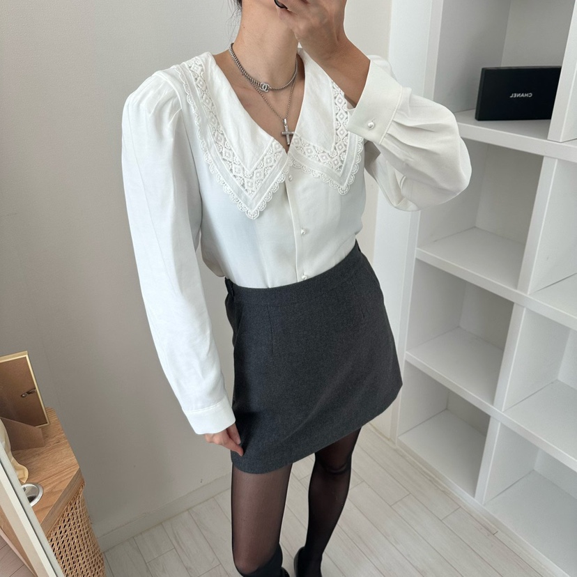 SOUIT東大門㊣實拍女士新款25秋冬人氣時尚熱賣職業襯衫蕾絲衫SOUIT襯衫/蕾絲衫圖色2