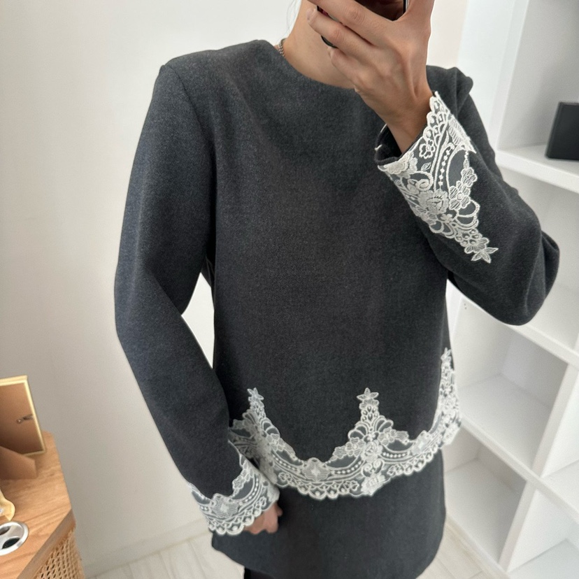 SOUIT韓國代購㊣女士新品推薦時尚熱賣人氣休閑25秋冬襯衫蕾絲衫SOUIT襯衫/蕾絲衫圖色2