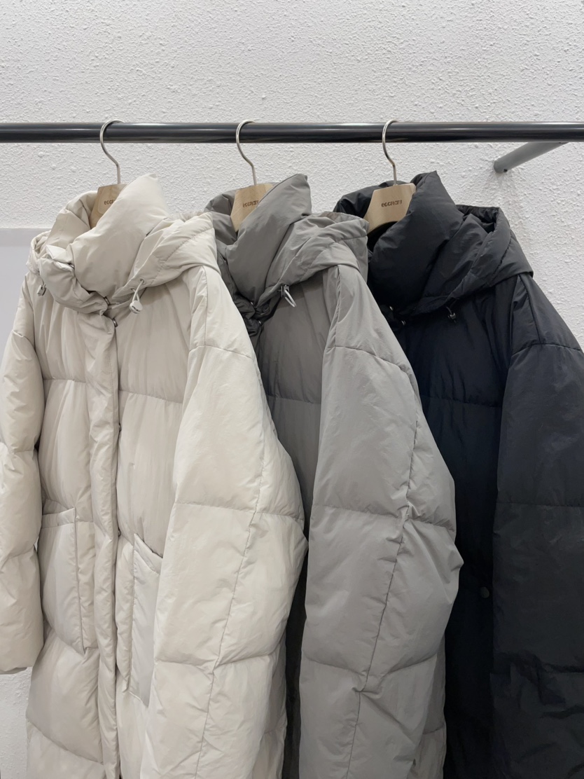 EGGPLANT韓國直郵㊣女士新款熱賣時尚人氣長款羽絨服兜帽填充EGGPLANT長款羽絨服