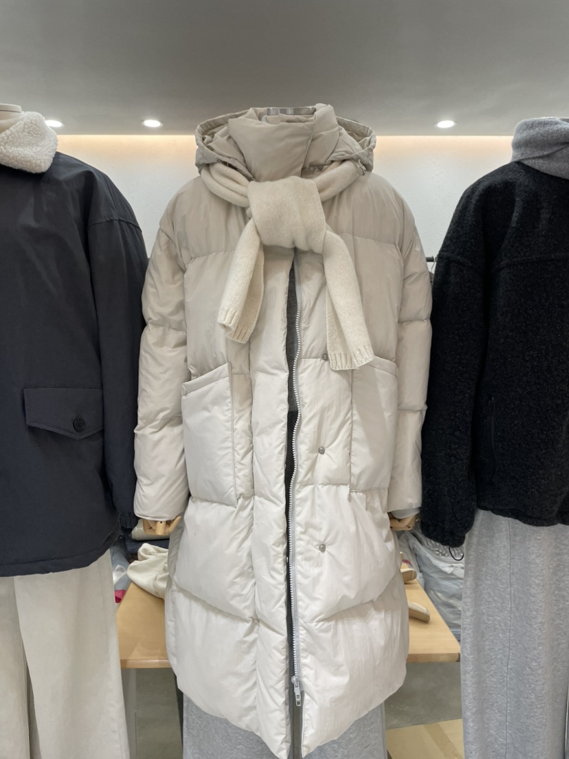 EGGPLANT韓國直郵㊣女士新款熱賣時尚人氣長款羽絨服兜帽填充EGGPLANT長款羽絨服