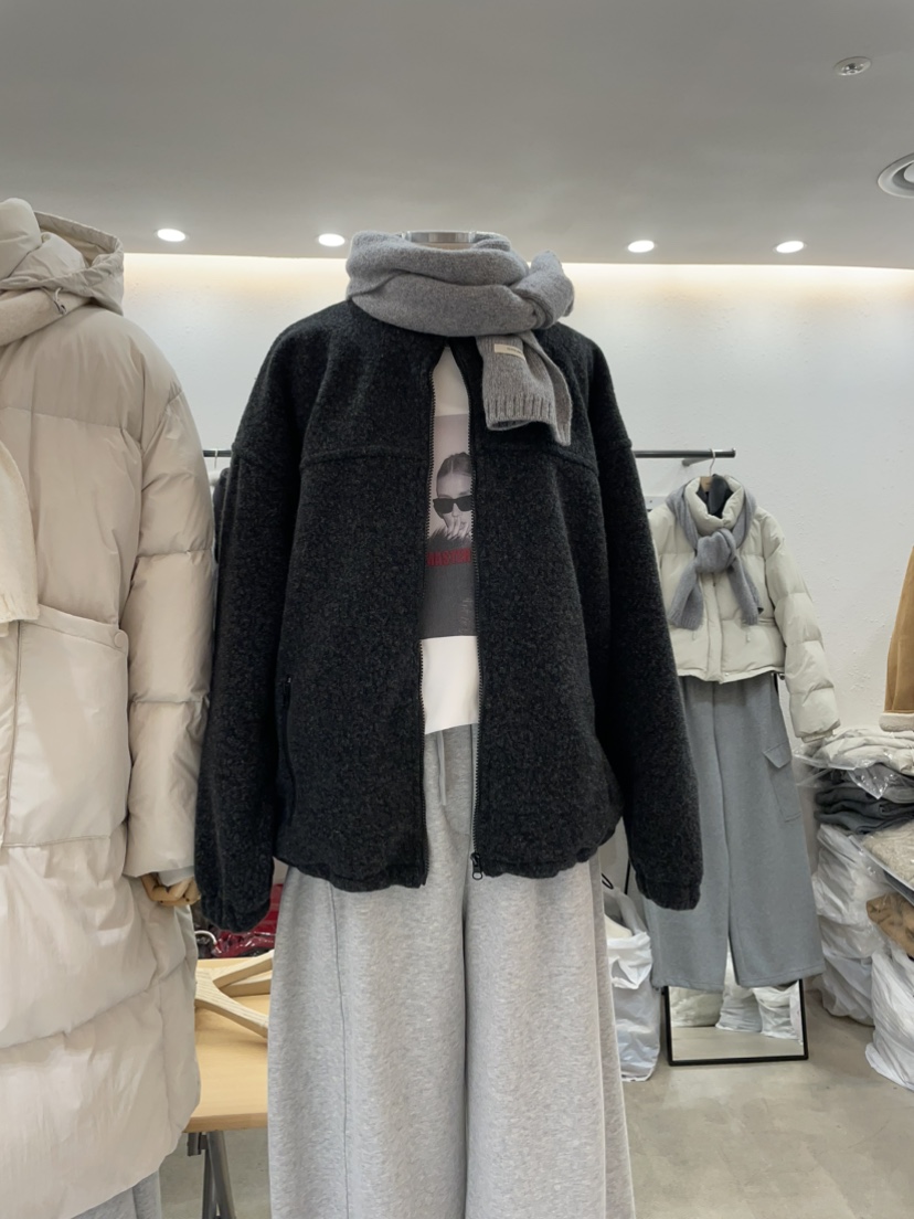 EGGPLANT韓國直郵㊣女裝新品熱賣休閑25秋冬職業夾克毛絨羊毛EGGPLANT夾克