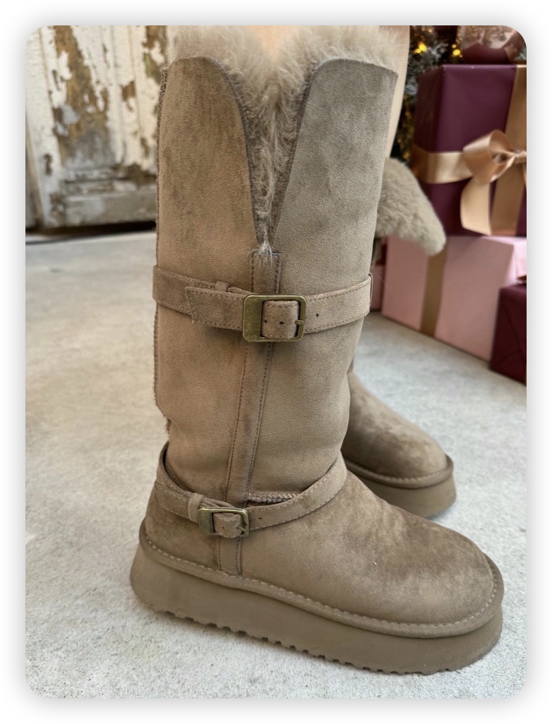 JUJU韓國代購㊣女士新品25秋冬職業熱賣時尚推薦靴子毛皮系帶JUJU靴子