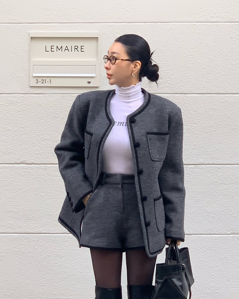 REVE CITE-L韓國代購㊣女裝新品職業時尚人氣短褲羊毛絎縫REVE CITE-L短褲