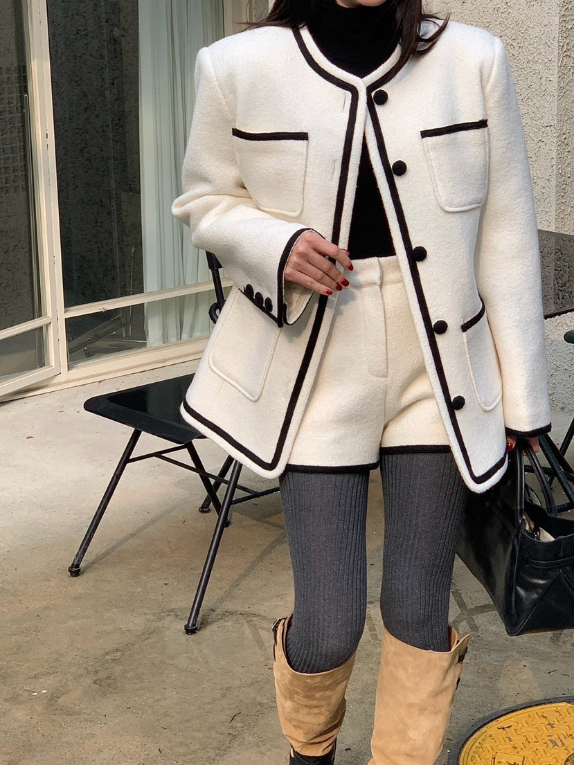 REVE CITE-L韓國代購㊣女裝新品職業時尚人氣短褲羊毛絎縫REVE CITE-L短褲