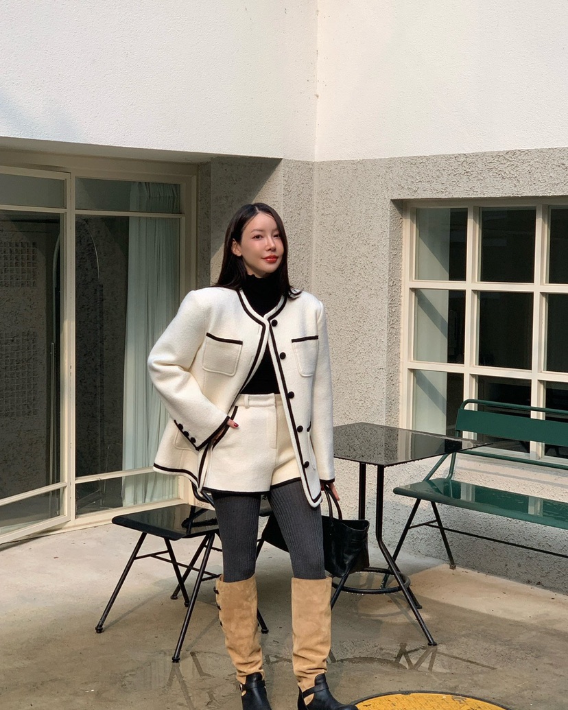 REVE CITE-L韓國代購㊣女裝新品職業時尚人氣短褲羊毛絎縫REVE CITE-L短褲