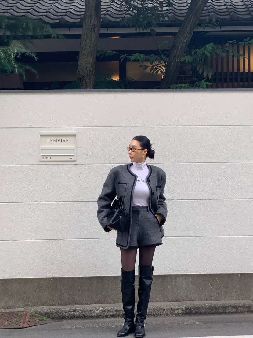 REVE CITE-L韓國代購㊣女裝新品職業時尚人氣短褲羊毛絎縫REVE CITE-L短褲