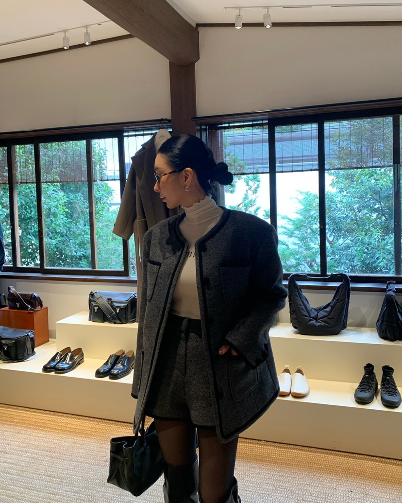 REVE CITE-L韓國代購㊣女裝新品職業時尚人氣短褲羊毛絎縫REVE CITE-L短褲