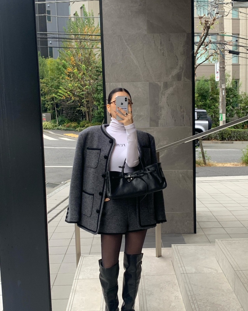 REVE CITE-L韓國代購㊣女裝新品職業時尚人氣短褲羊毛絎縫REVE CITE-L短褲