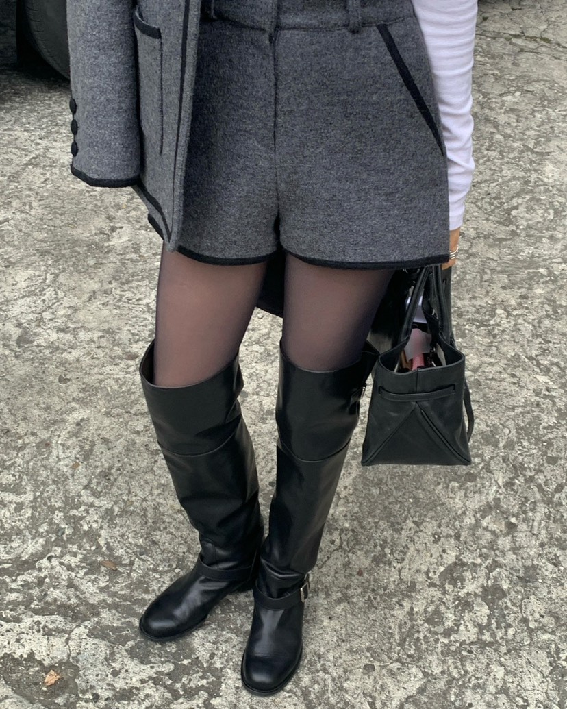 REVE CITE-L韓國代購㊣女裝新品職業時尚人氣短褲羊毛絎縫REVE CITE-L短褲圖色2