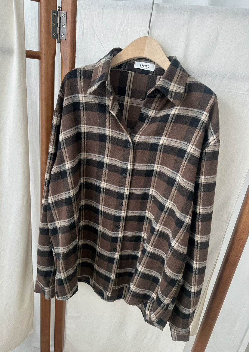 BYRING東大門㊣代購女士新品職業熱賣人氣休閑襯衫蕾絲衫格子BYRING襯衫/蕾絲衫圖色2