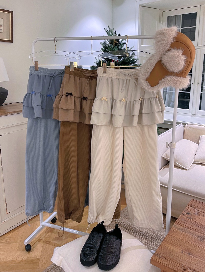 BOUTIQUE-L東大門㊣實拍女士新款25秋冬時尚休閑裙褲燈心絨BOUTIQUE-L裙褲