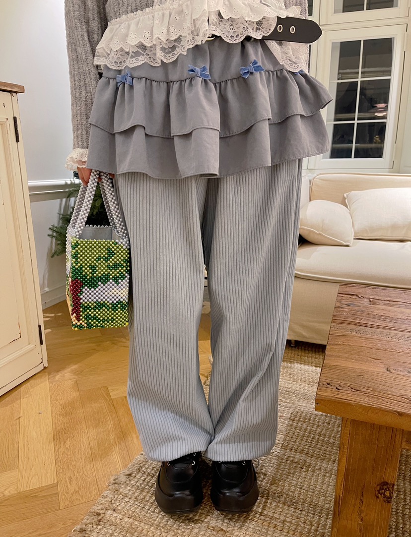 BOUTIQUE-L東大門㊣實拍女士新款25秋冬時尚休閑裙褲燈心絨BOUTIQUE-L裙褲圖色1