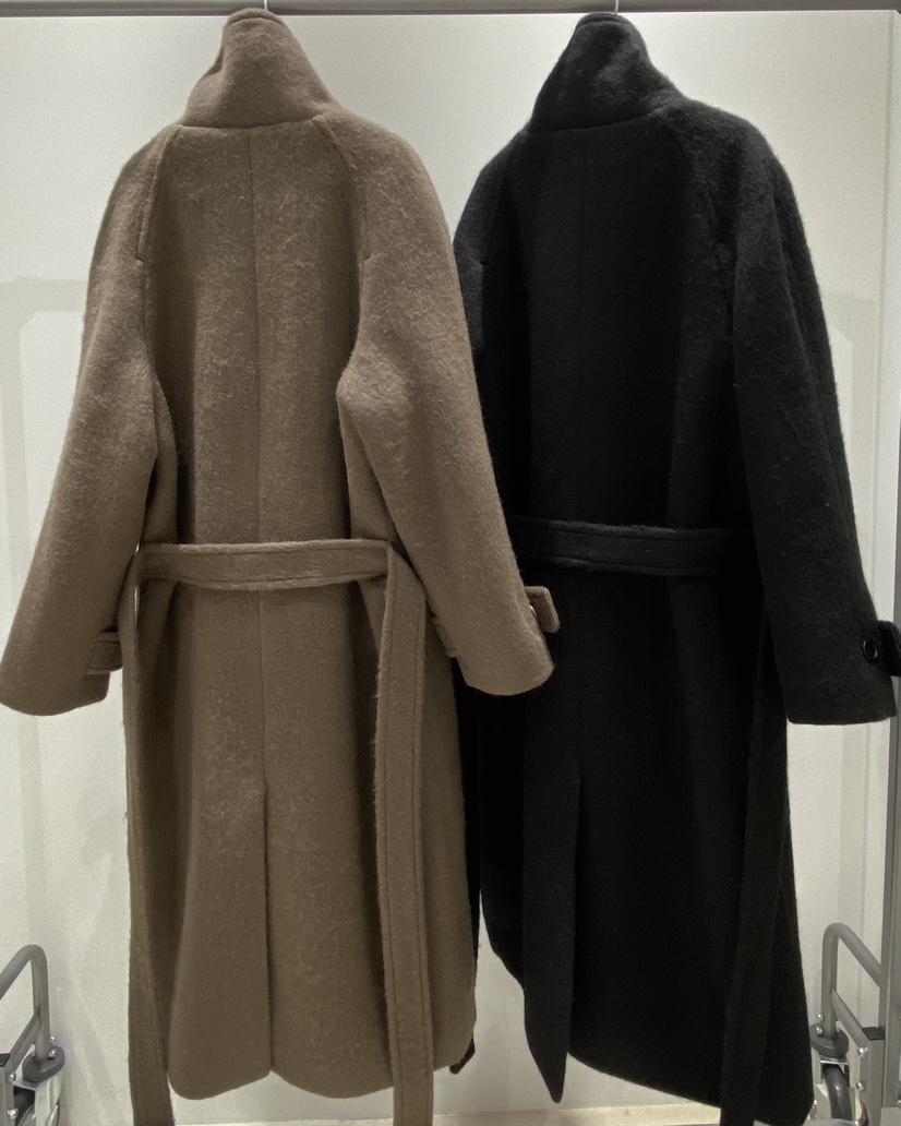 NOPROBLEM韓國代購㊣女士新品25秋冬中長款大衣含腰帶羊毛高領NOPROBLEM中長款大衣