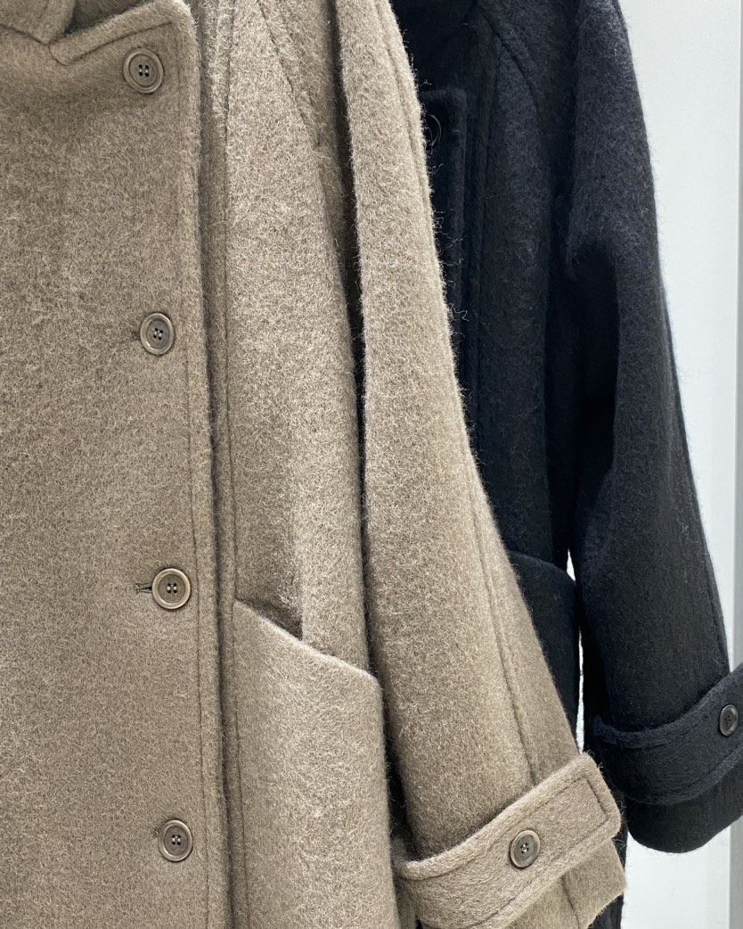 NOPROBLEM韓國代購㊣女士新品25秋冬中長款大衣含腰帶羊毛高領NOPROBLEM中長款大衣