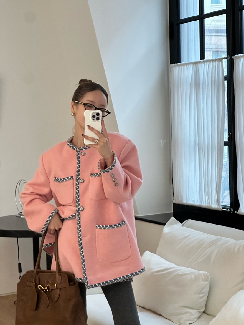 ZEROZERO韓國直郵㊣女士新款人氣熱賣職業時尚夾克粗花呢羊毛ZEROZERO夾克圖色2