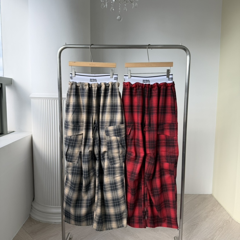 PALETTE-Q東大門㊣代購女裝新品時尚熱賣推薦職業休閑褲格子PALETTE-Q休閑褲