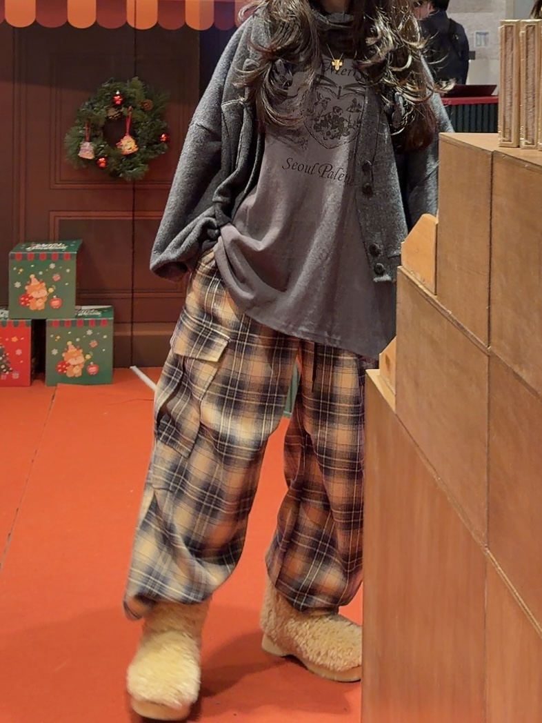 PALETTE-Q東大門㊣代購女裝新品時尚熱賣推薦職業休閑褲格子PALETTE-Q休閑褲