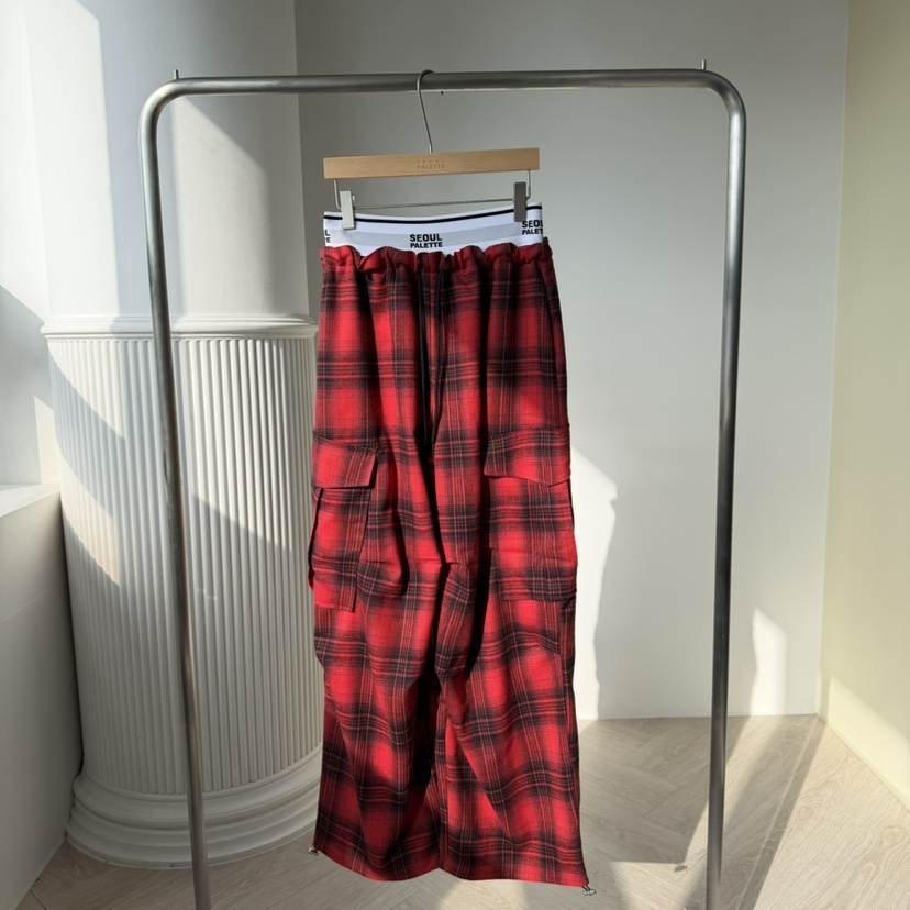 PALETTE-Q東大門㊣代購女裝新品時尚熱賣推薦職業休閑褲格子PALETTE-Q休閑褲圖色1