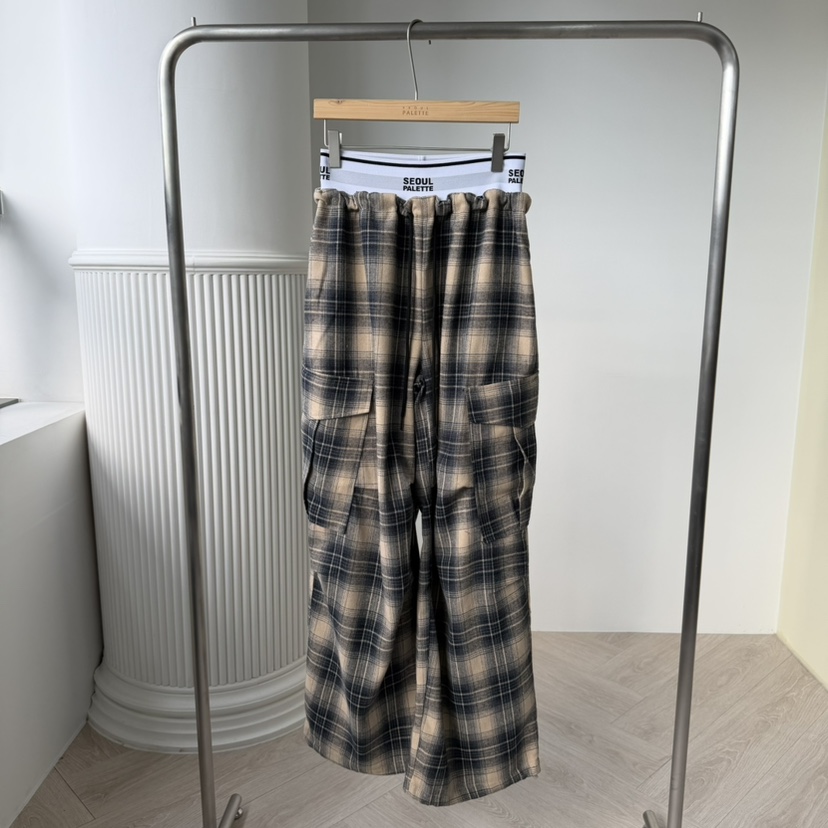 PALETTE-Q東大門㊣代購女裝新品時尚熱賣推薦職業休閑褲格子PALETTE-Q休閑褲圖色2