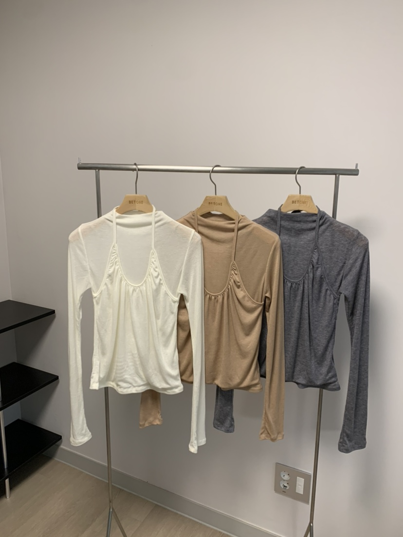 BETONE韓國代購㊣女裝新品人氣職業推薦熱賣25秋冬長袖T恤褶裥BETONE長袖T恤