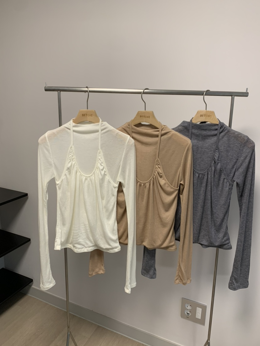 BETONE韓國代購㊣女裝新品人氣職業推薦熱賣25秋冬長袖T恤褶裥BETONE長袖T恤