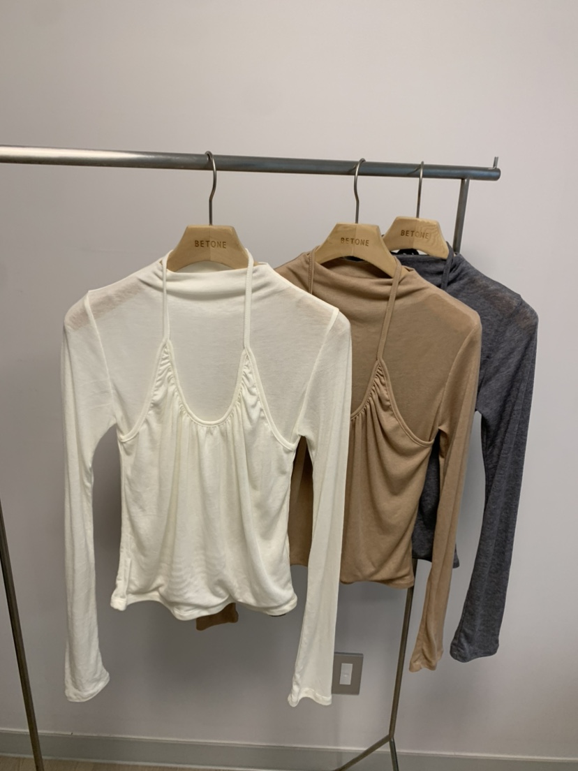 BETONE韓國代購㊣女裝新品人氣職業推薦熱賣25秋冬長袖T恤褶裥BETONE長袖T恤