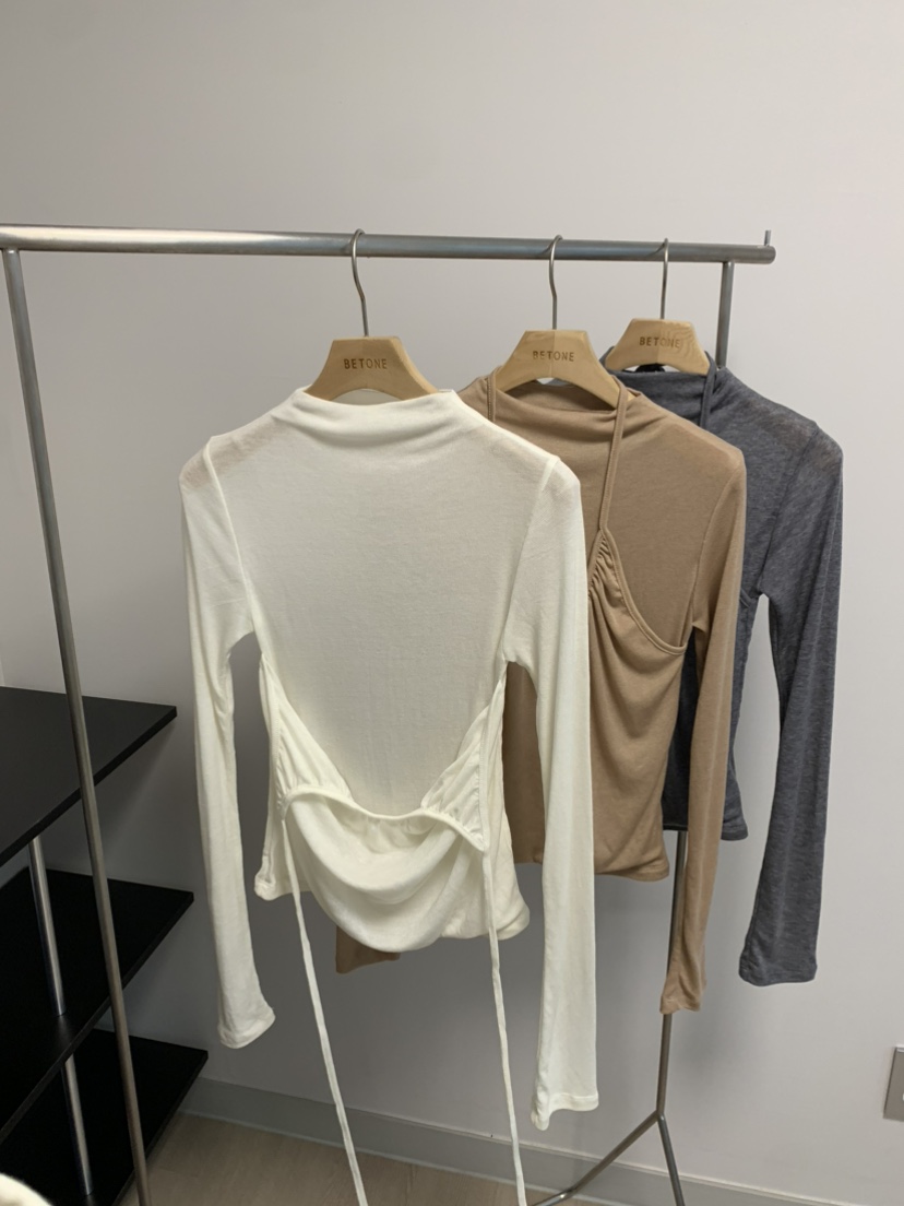 BETONE韓國代購㊣女裝新品人氣職業推薦熱賣25秋冬長袖T恤褶裥BETONE長袖T恤
