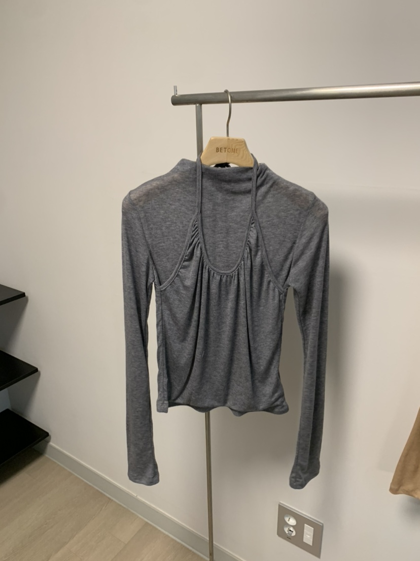 BETONE韓國代購㊣女裝新品人氣職業推薦熱賣25秋冬長袖T恤褶裥BETONE長袖T恤圖色3