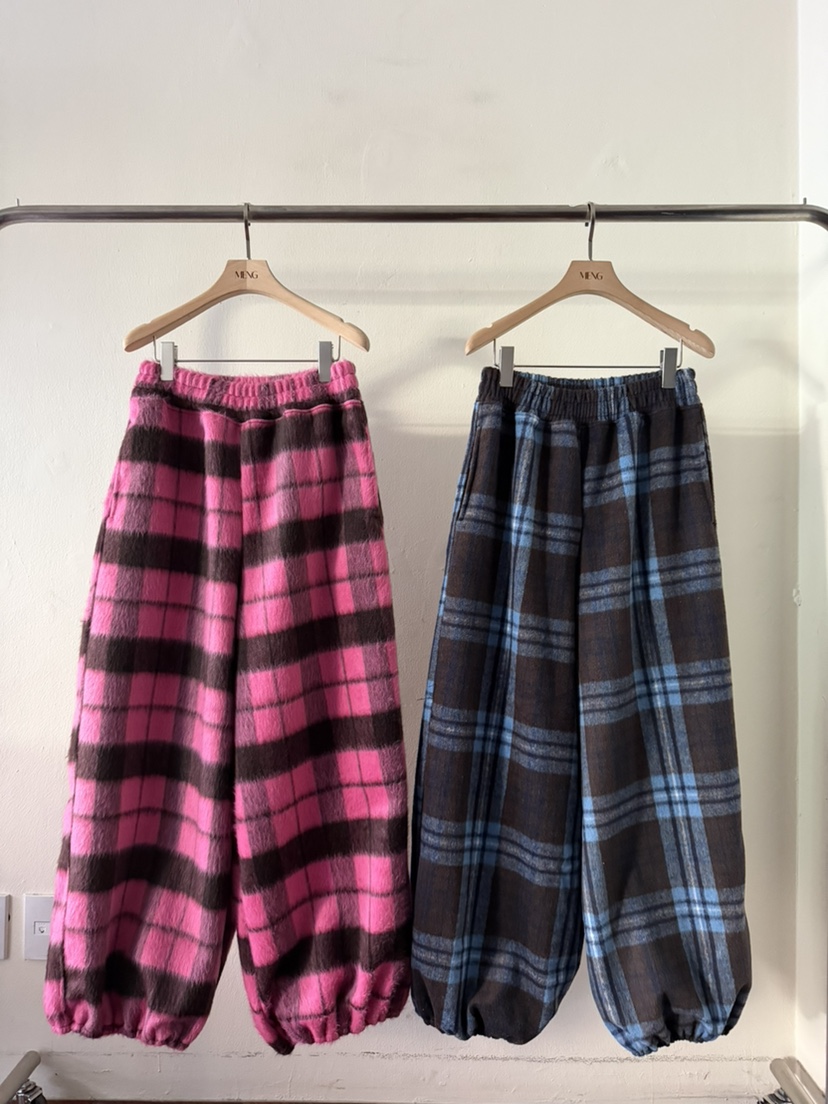 MENG韓國直郵㊣女士新品職業人氣休閑熱賣推薦褲子羊毛格子MENG褲子
