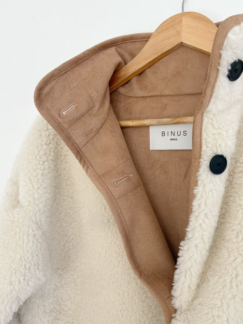 BINUS東大門㊣實拍女裝新品熱賣推薦時尚休閑25秋冬短款大衣高領BINUS短款大衣