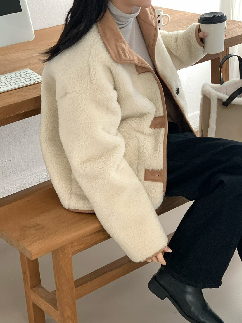 BINUS東大門㊣實拍女裝新品熱賣推薦時尚休閑25秋冬短款大衣高領BINUS短款大衣