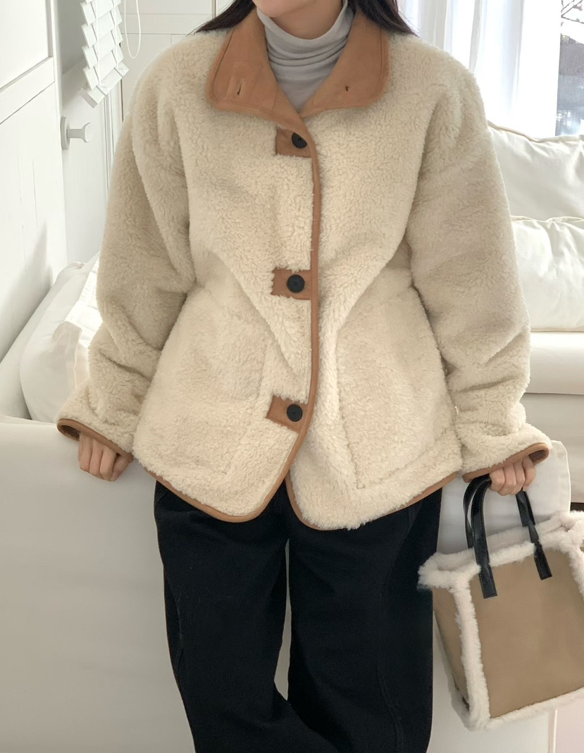 BINUS東大門㊣實拍女裝新品熱賣推薦時尚休閑25秋冬短款大衣高領BINUS短款大衣