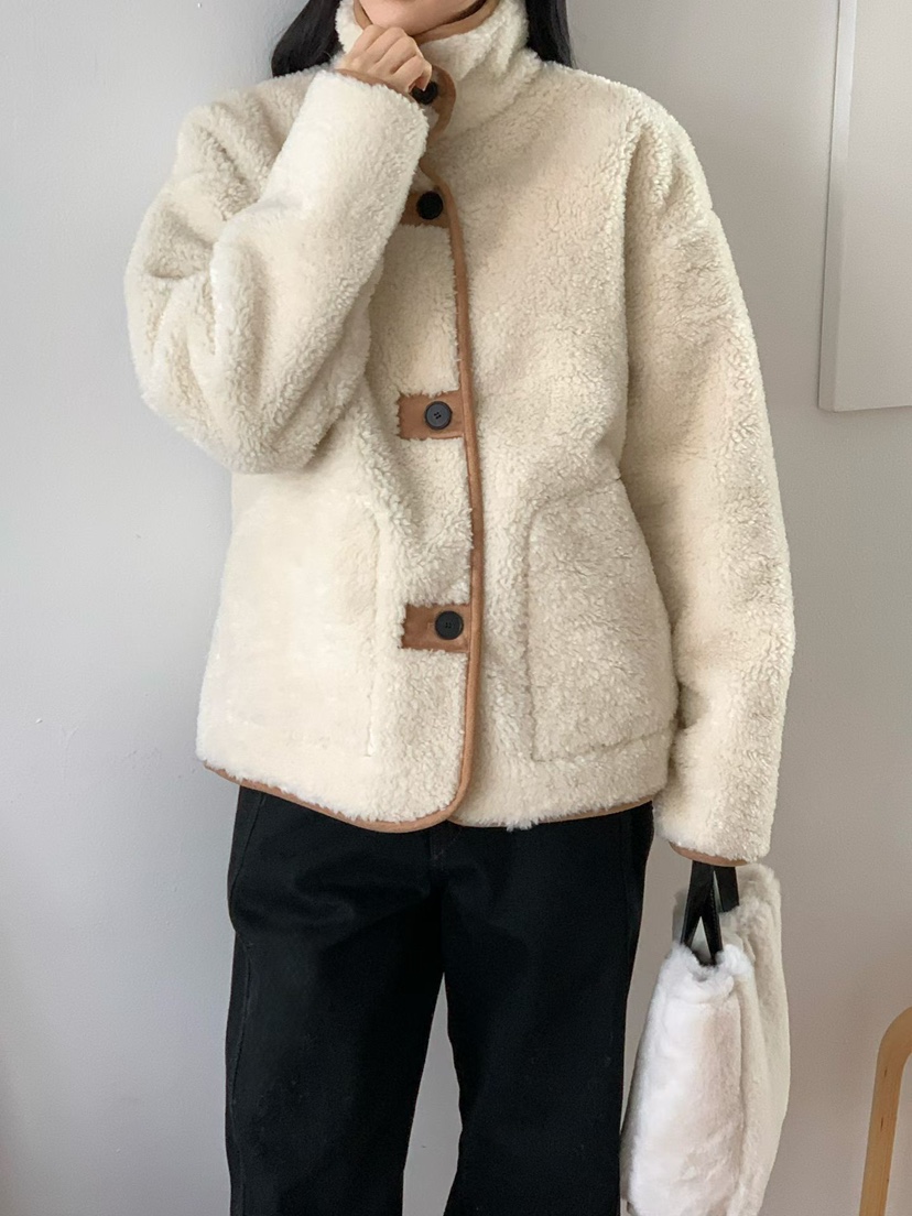 BINUS東大門㊣實拍女裝新品熱賣推薦時尚休閑25秋冬短款大衣高領BINUS短款大衣