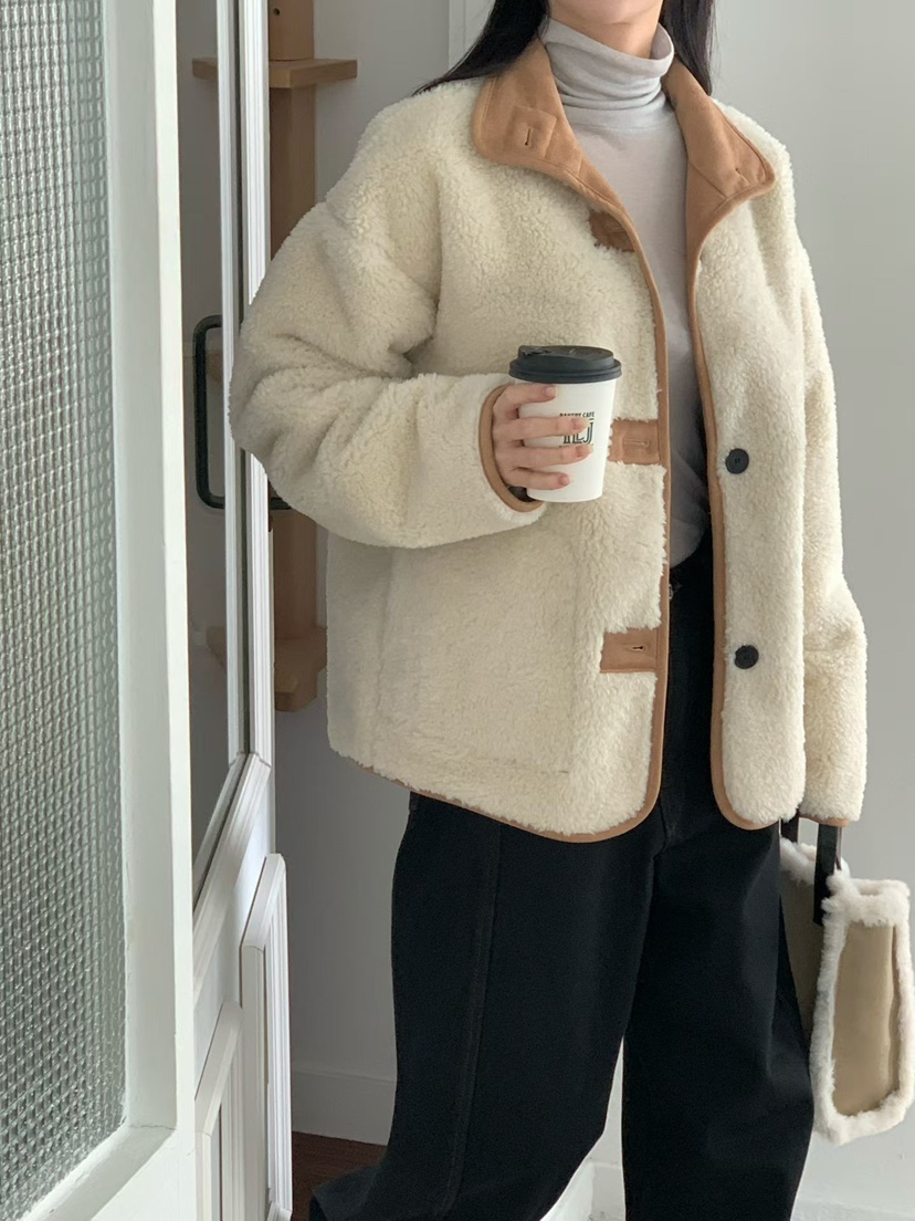 BINUS東大門㊣實拍女裝新品熱賣推薦時尚休閑25秋冬短款大衣高領BINUS短款大衣圖色1