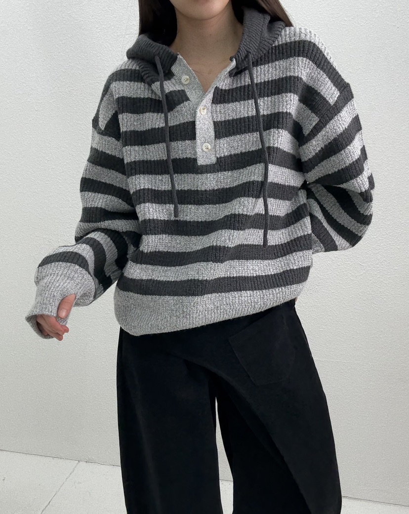 JMIND東大門㊣代購女裝新品人氣熱賣職業25秋冬針織衫連帽針織衫JMIND針織衫