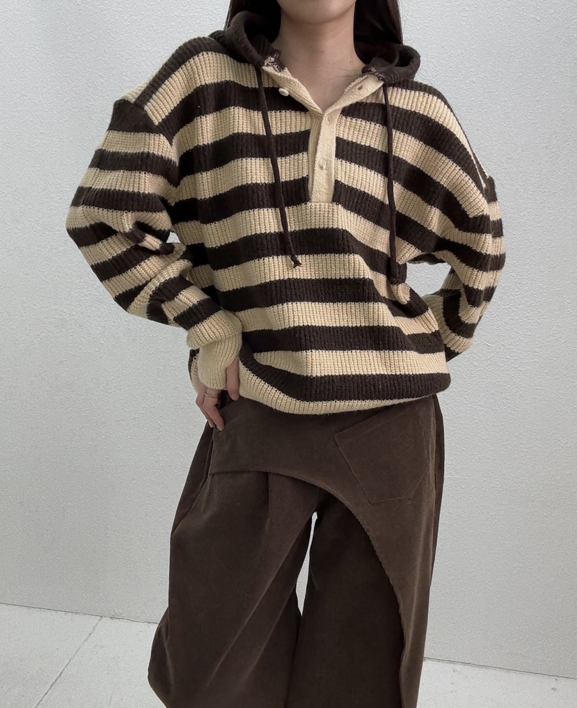 JMIND東大門㊣代購女裝新品人氣熱賣職業25秋冬針織衫連帽針織衫JMIND針織衫圖色1