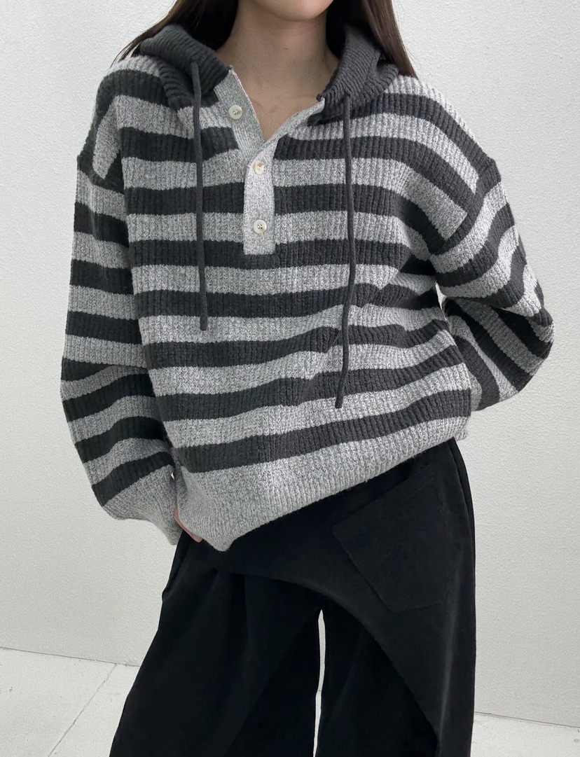 JMIND東大門㊣代購女裝新品人氣熱賣職業25秋冬針織衫連帽針織衫JMIND針織衫圖色2