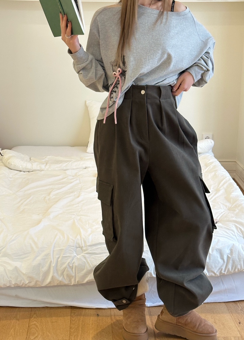 ZEROZERO韓國代購㊣女裝新品休閑時尚25秋冬推薦休閑褲抓絨ZEROZERO休閑褲圖色2