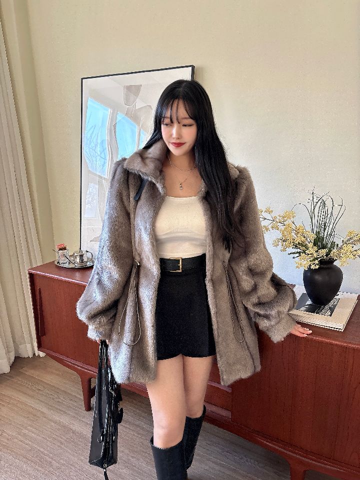 mars東大門㊣實拍女裝新品人氣熱賣推薦職業中長款大衣貂皮mars中長款大衣