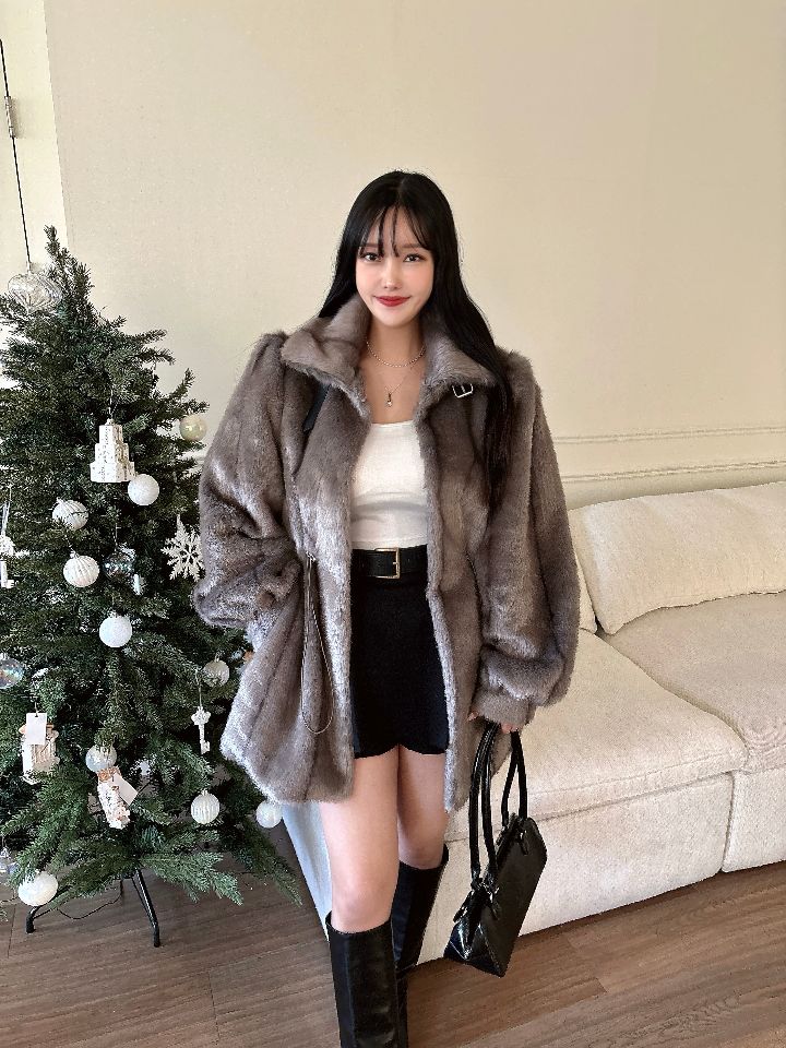 mars東大門㊣實拍女裝新品人氣熱賣推薦職業中長款大衣貂皮mars中長款大衣