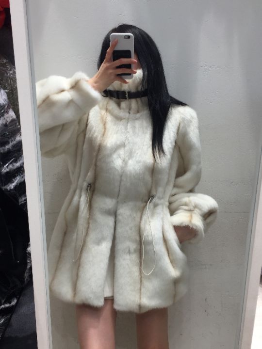 mars東大門㊣實拍女裝新品人氣熱賣推薦職業中長款大衣貂皮mars中長款大衣