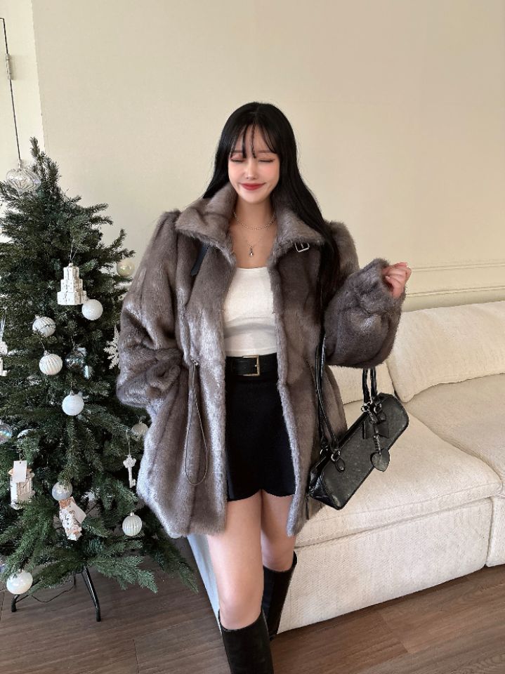 mars東大門㊣實拍女裝新品人氣熱賣推薦職業中長款大衣貂皮mars中長款大衣