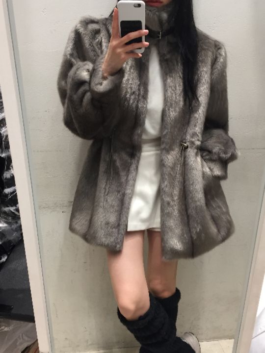 mars東大門㊣實拍女裝新品人氣熱賣推薦職業中長款大衣貂皮mars中長款大衣