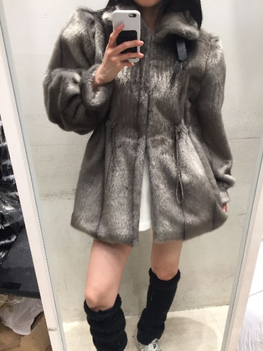 mars東大門㊣實拍女裝新品人氣熱賣推薦職業中長款大衣貂皮mars中長款大衣圖色2