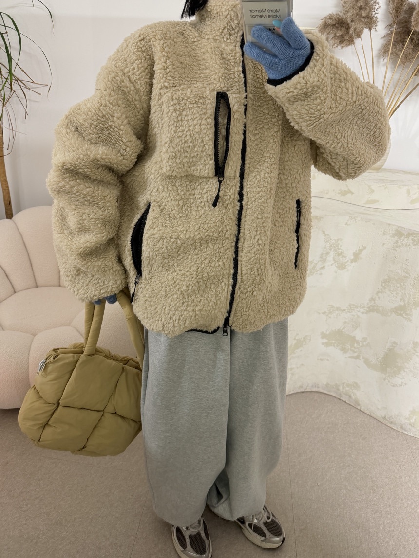 OURWAVE/OUR ROOM東大門㊣代購女士新款人氣夾克雙面抓絨兩面Our Wave/Our Room夾克