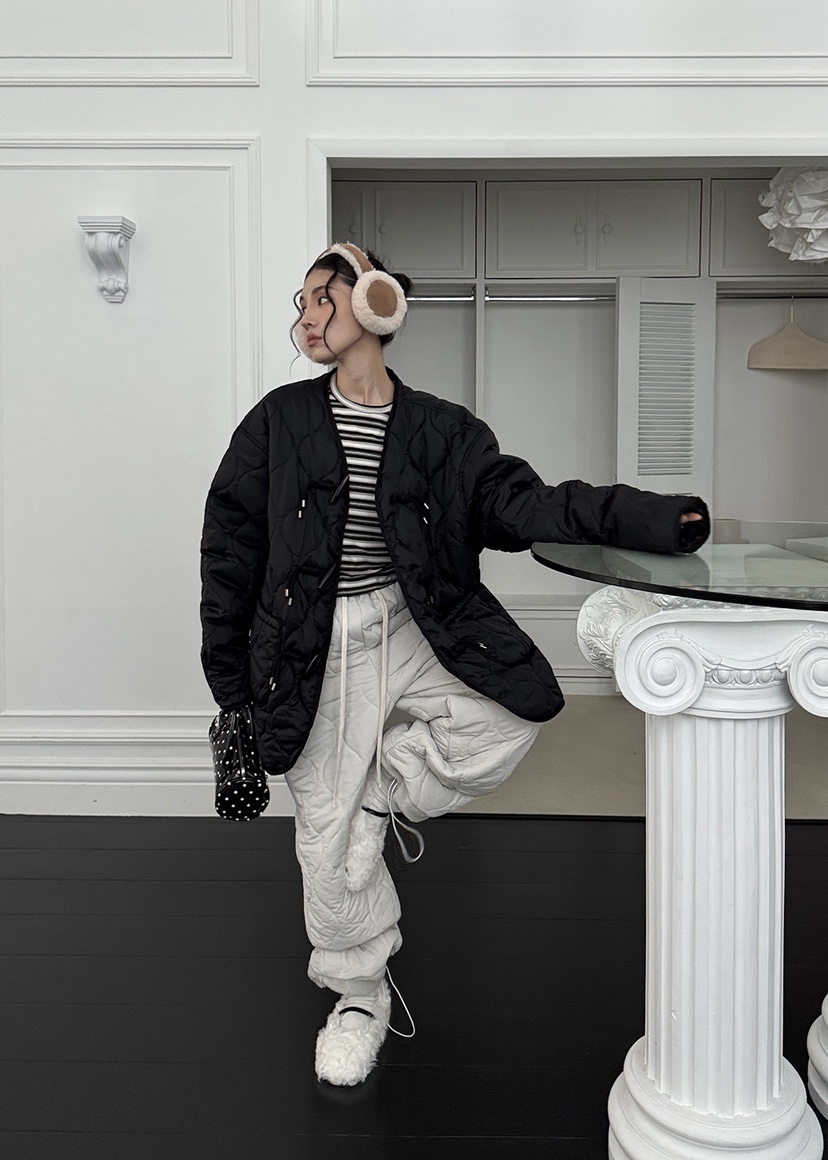 OURWAVE/OUR ROOM東大門㊣實拍女士新款25秋冬短款棉服絎縫Our Wave/Our Room短款棉服