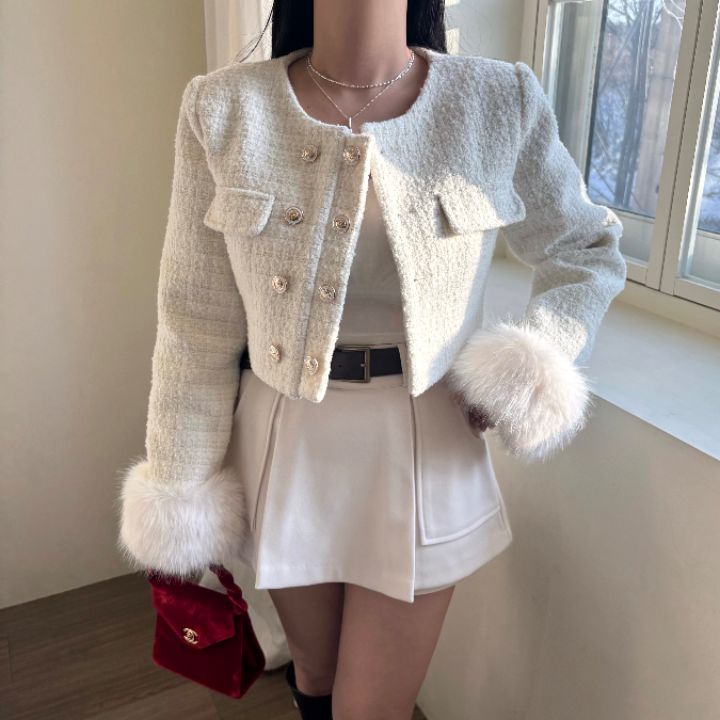 mars東大門㊣代購女裝新款職業時尚25秋冬夾克粗花呢雙排扣mars夾克